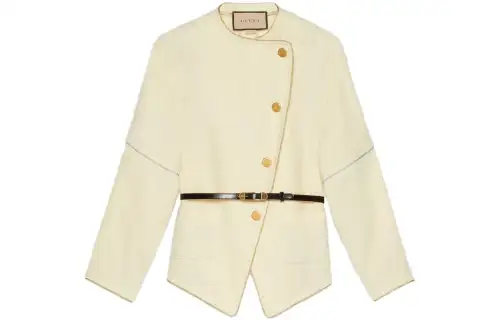 GUCCI Jackets Women's Ecru Collarless Moderate Other