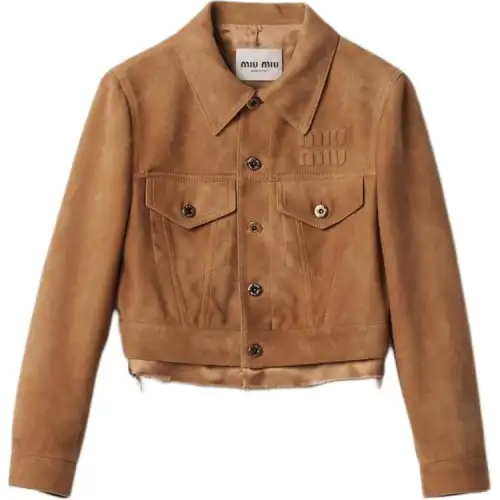 MIU MIU Logo appliqué Suede Jacket