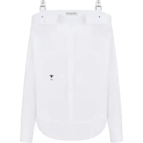 DIOR Shirts Women's White Wide Spread Collar Moderate