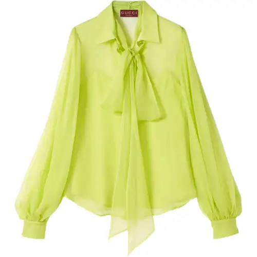 GUCCI Shirts Women's Green Pointed Collar Moderate Other