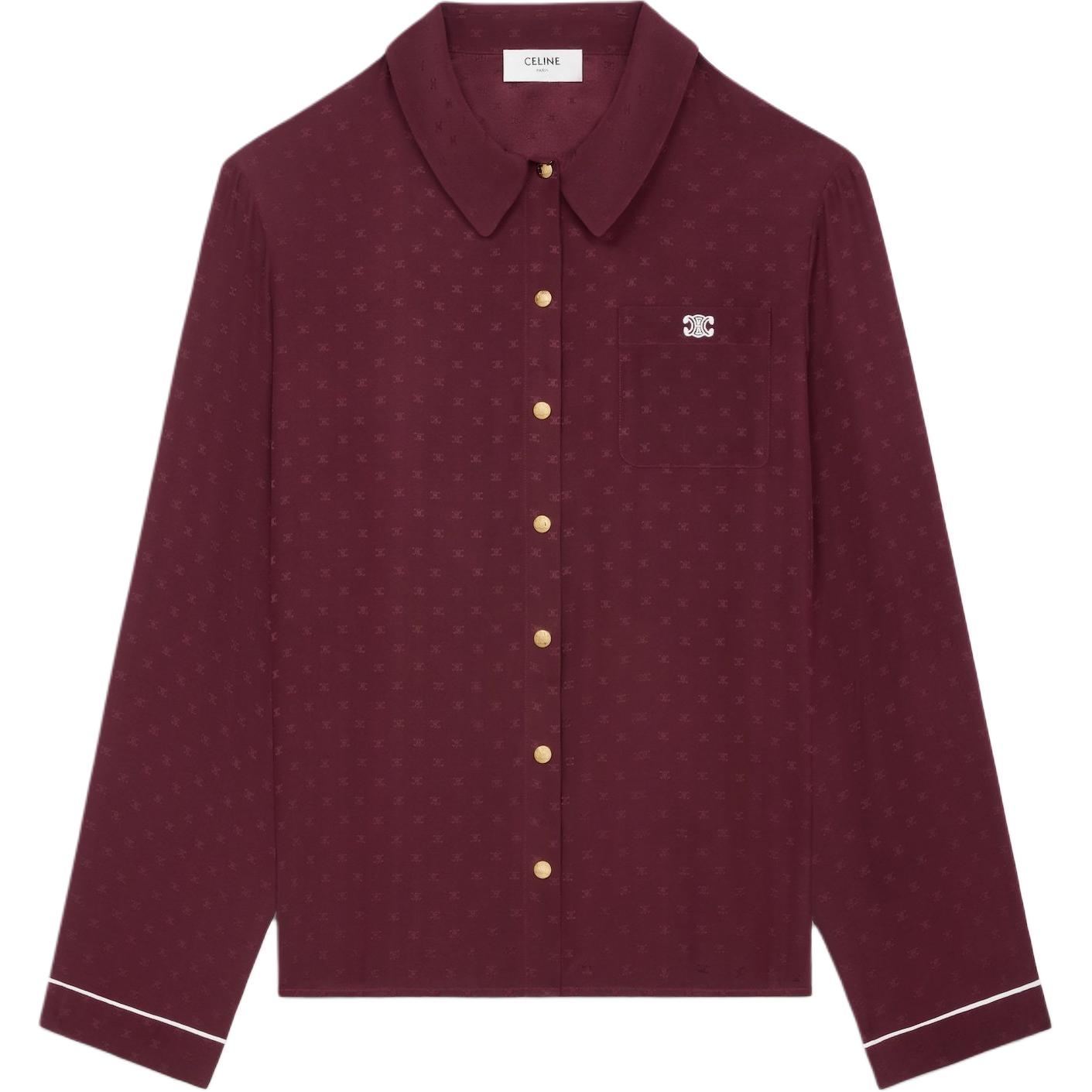 CELINE Shirts Women's Bordeaux Lapel Moderate Other