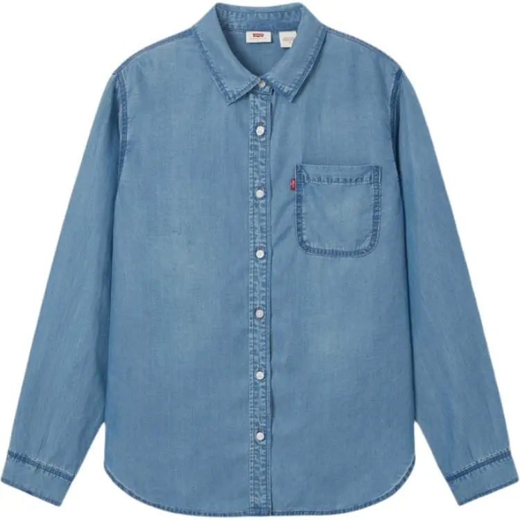 Levi's Shirts Women's Blue Lapel Moderate Denim