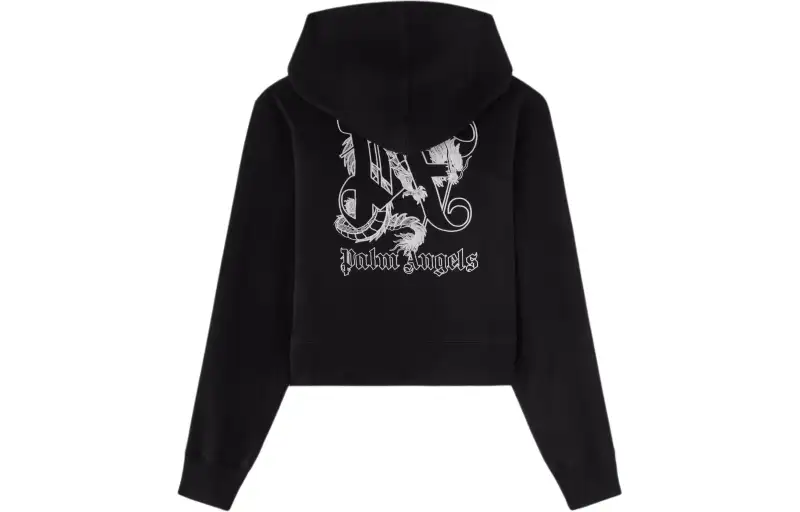 PALM ANGELS Dragon-monogram Cotton Hoodie