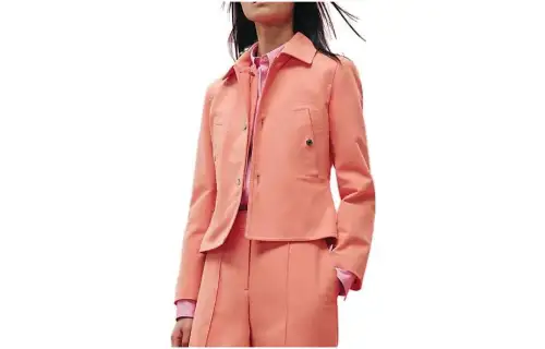 HERMES Jackets Women's Orange Square Collar Moderate Other