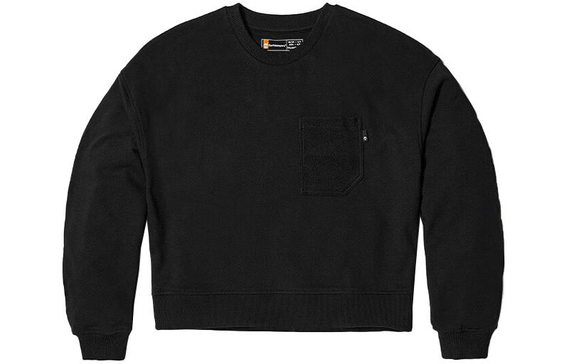 Timberland Timberland BURGUNDY Solid Color Spliced Round Neck Pullover Sweatshirt Women's Black