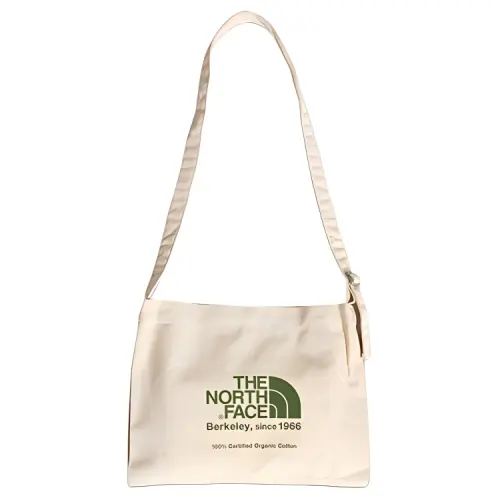 THE NORTH FACE 10L Reusable Bag, Shoulder Bag, Crossbody Bag, Outdoor Bag Cotton White & Green Unisex