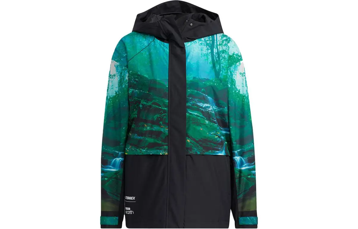 Adidas Terrex Jackets Women's Green Hooded (Non-detachable) Moderate Straight Fit