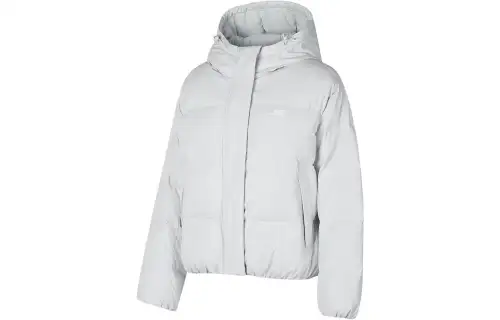 Skechers Down Jackets Women's Metallic Gray/03H3 Hooded Moderate Down Jacket
