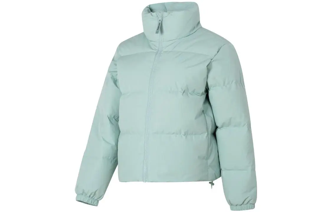 New Balance Down Jackets Women's Light Green Stand Collar Moderate Straight Fit