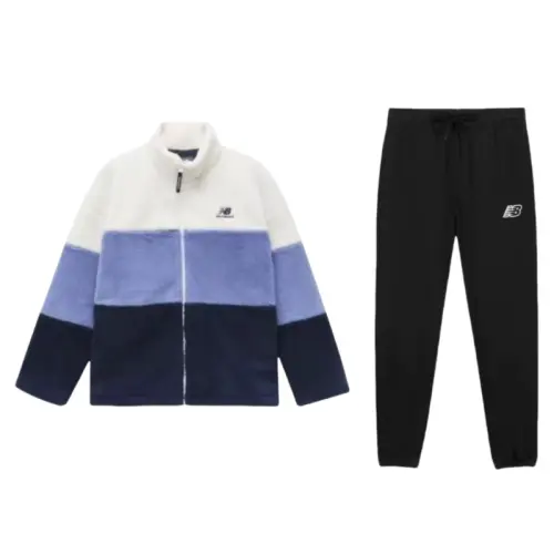New Balance Vintage Fleece Lined Color Block Zipper Long Sleeved Jackets & Coats With Elastic Cuff Pants