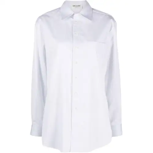SAINT LAURENT Cassandre Striped Long-Sleeved Shirt