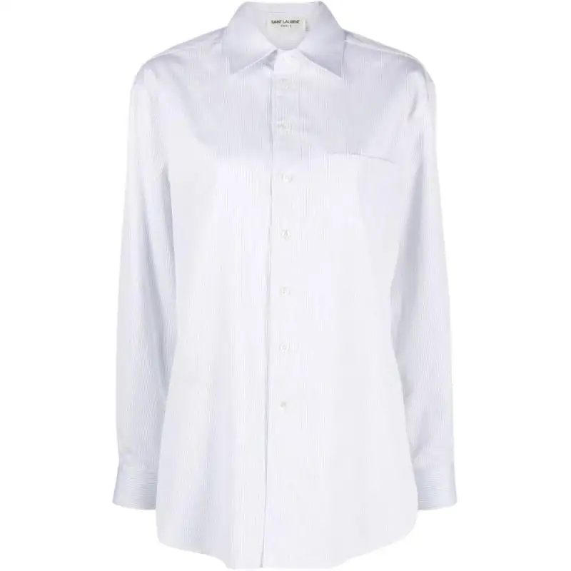 SAINT LAURENT Cassandre Striped Long-Sleeved Shirt