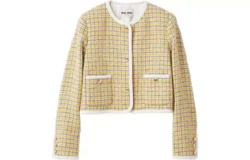 MIU MIU Jackets Women's Yellow Crew Neck Moderate Other