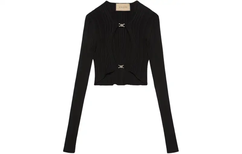GUCCI Cut out Ribbed Crop Top