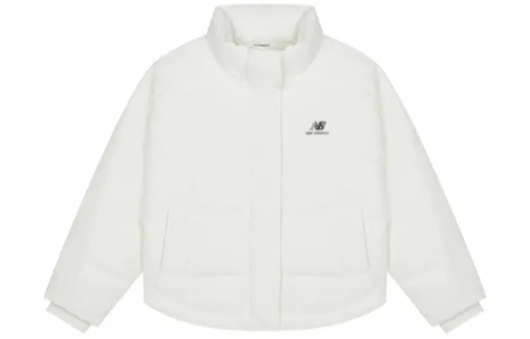 New Balance Down Jackets Women's White Stand Collar Moderate Parka Down Jacket