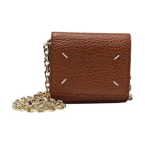 Maison Margiela Pebble Textured Leather Chain Wallet Women's