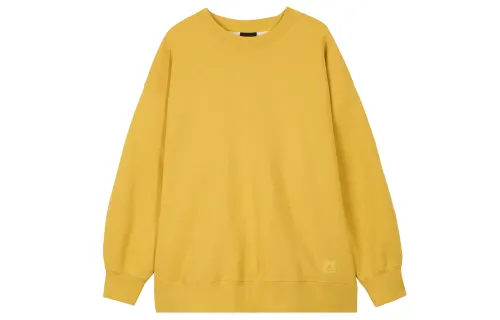 Jordan Flight Solid Color Crew Neck Fleece Lined Casual Long Sleeved Shirt Sweatshirt Women's Ochre Yellow