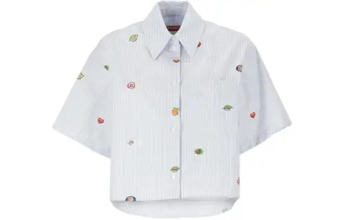 KENZO Fruit Stickers print Striped Shirt