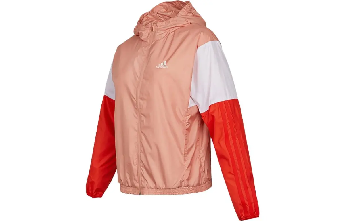 Adidas Jackets Women's Orange Pink Hooded Moderate Wind Shell