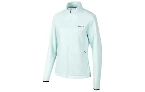 Skechers Solid Color Fleece Lined Fitness Outdoor Sports Thermal Stand Collar Jackets & Coats Women's Sea Salt Blue