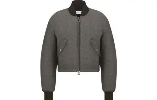 DIOR Jackets Women's Gray Baseball Collar Moderate Pilot