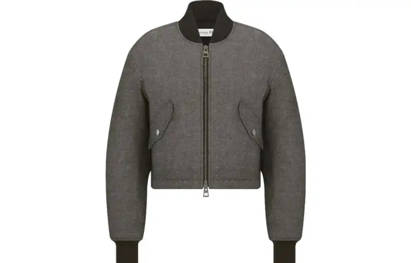 DIOR Jackets Women's Gray Baseball Collar Moderate Pilot