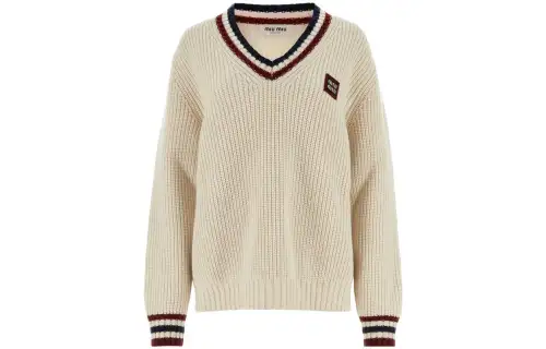 Miu Miu stripe-trim cashmere jumper