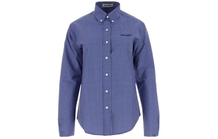 Miu Miu Logo-Embroidered Button-Up Checked Shirt