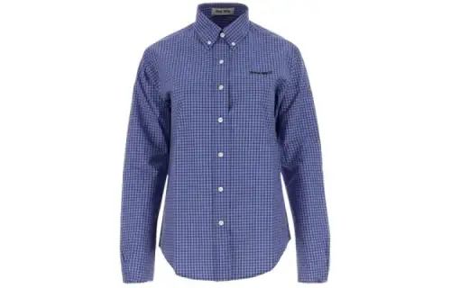 Miu Miu Logo-Embroidered Button-Up Checked Shirt