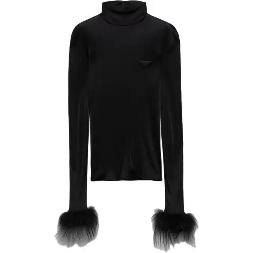 PRADA Long Sleeved Feather Detailed Top