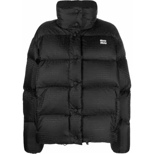 MIU MIU Allover Logo Printed Down Jacket