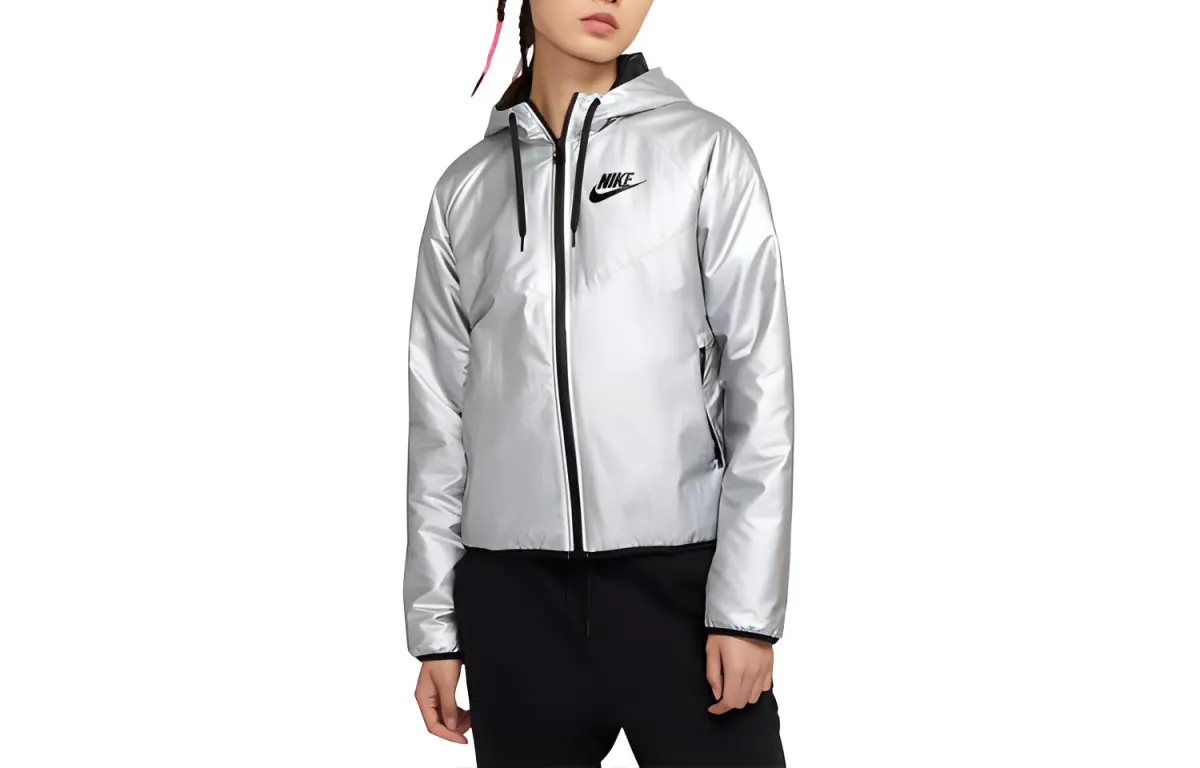 Nike Jackets Women's Metallic Silver/Black Hooded Moderate Other
