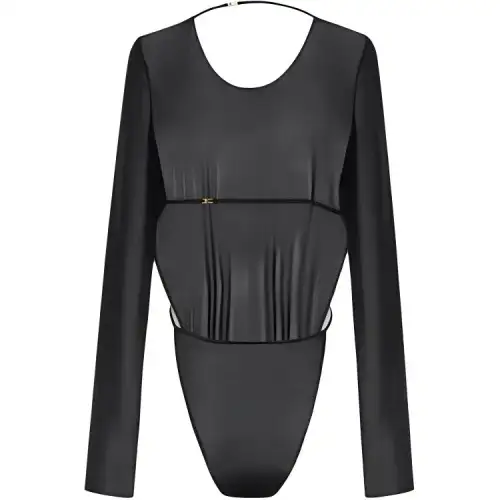 Saint Laurent Backless Long-Sleeved Bodysuit