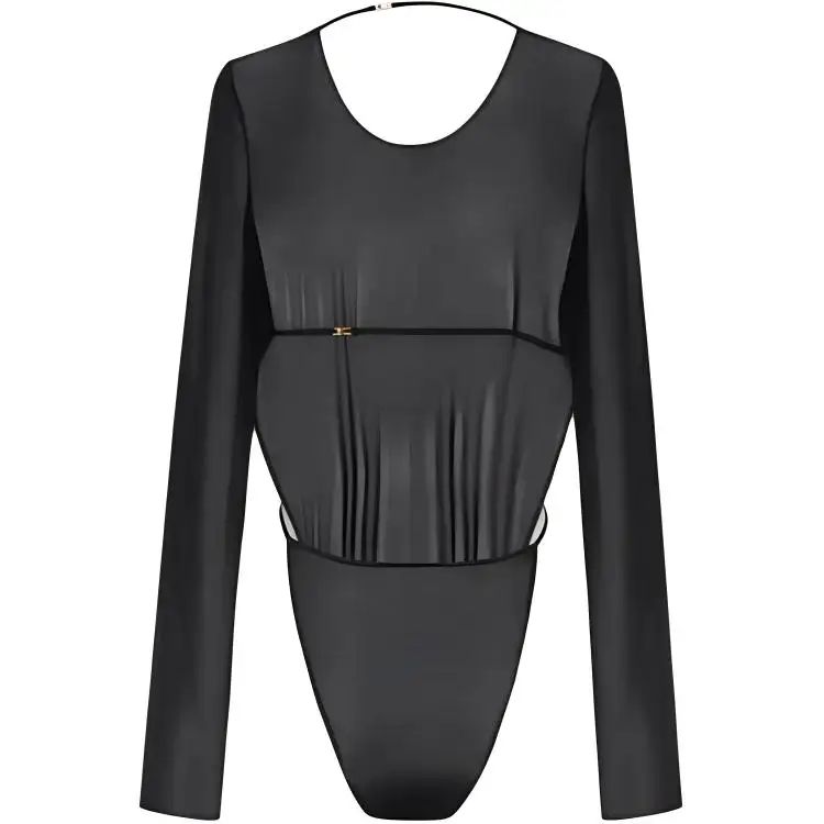Saint Laurent Backless Long-Sleeved Bodysuit