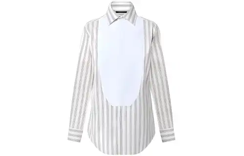 LOUIS VUITTON Striped Bib Shirt Women's White