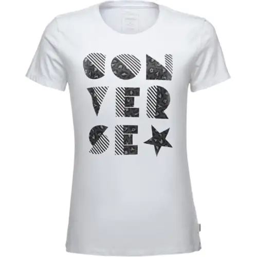 Converse T Shirts Women's White Crew Neck Moderate