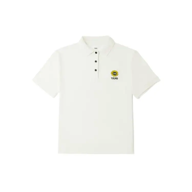 Vans Polo Shirts Women's Beige Polo Collar Moderate Straight Fit