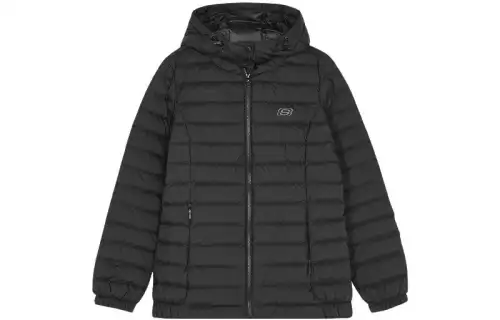 Skechers Colorful Down Jackets Women's Carbon Black/0018 Hooded Moderate Quilted Down Jacket