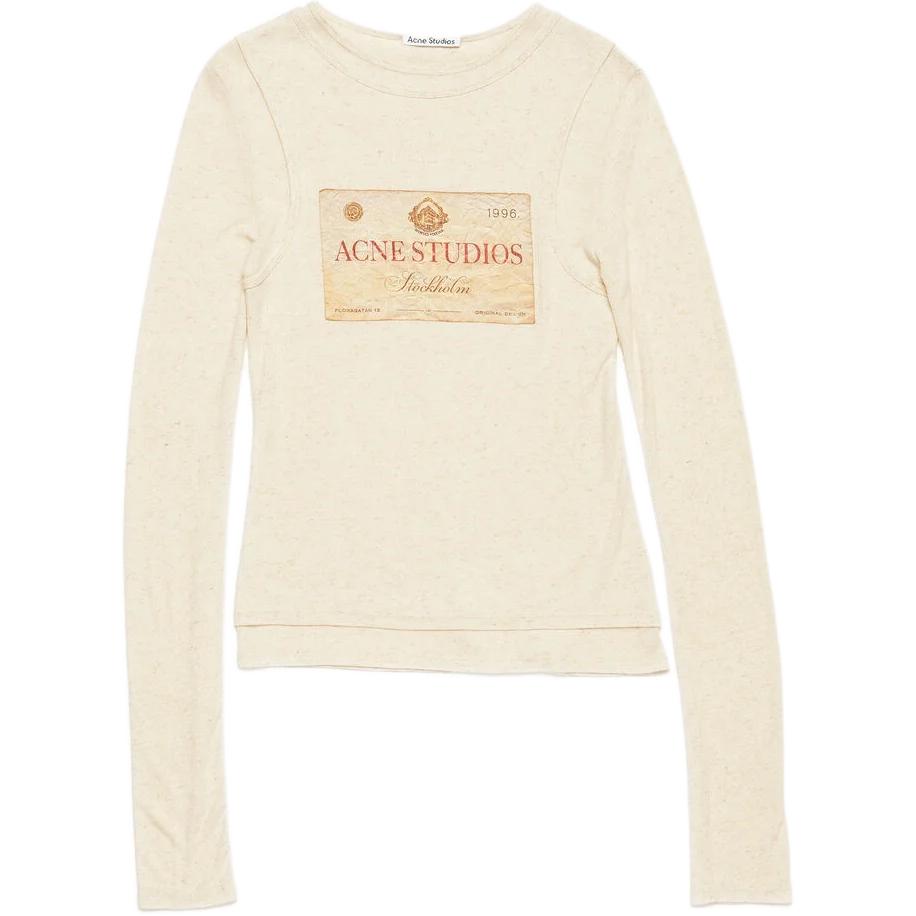 Женская футболка Acne Studios Double-Layered Long Sleeve (бежевая)
