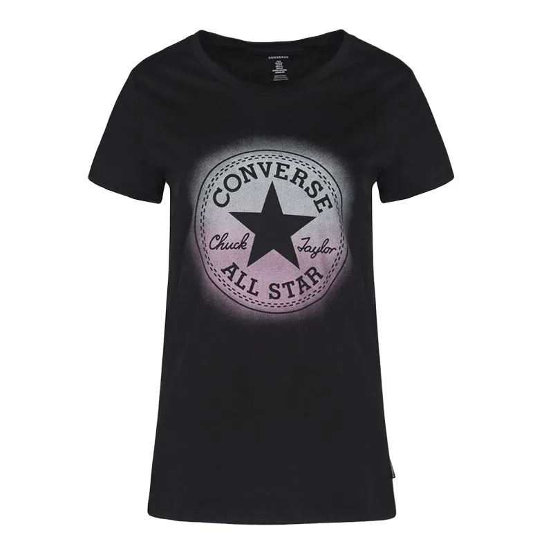 Converse T-Shirts Women's Black Crew Neck Moderate