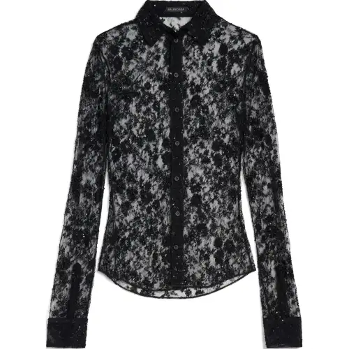 Balenciaga Shirts Women's Black Pointed Collar Moderate Other