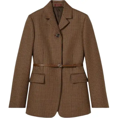 GUCCI Houndstooth Wool Jacket With Embroidery