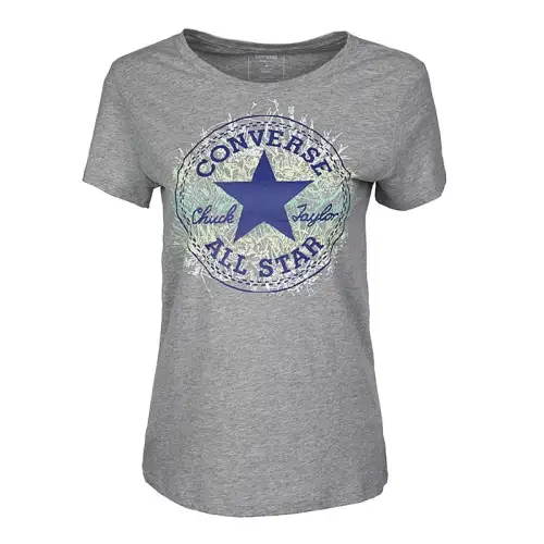 Converse T Shirts Women's Gray Crew Neck Moderate