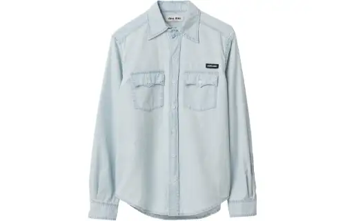 Miu Miu logo-appliqué cotton shirt