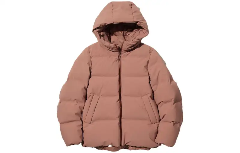 UNIQLO Down Jackets Women's Sunset Orange Hooded Thickened Seamless Down Jacket