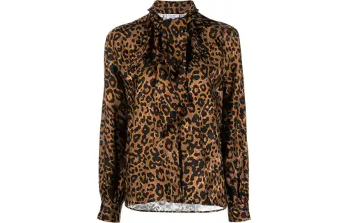 Vetements Animal Printed Necktie Blouse