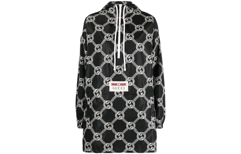 GUCCI Jackets Women's Black Hooded Moderate Other