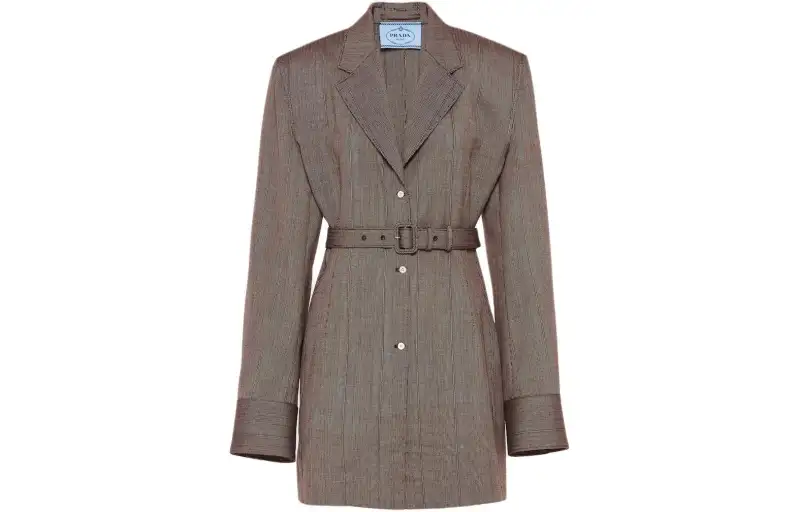 PRADA Single Breasted Pinstripe Jacket Jackets & Coats Women's Tobacco