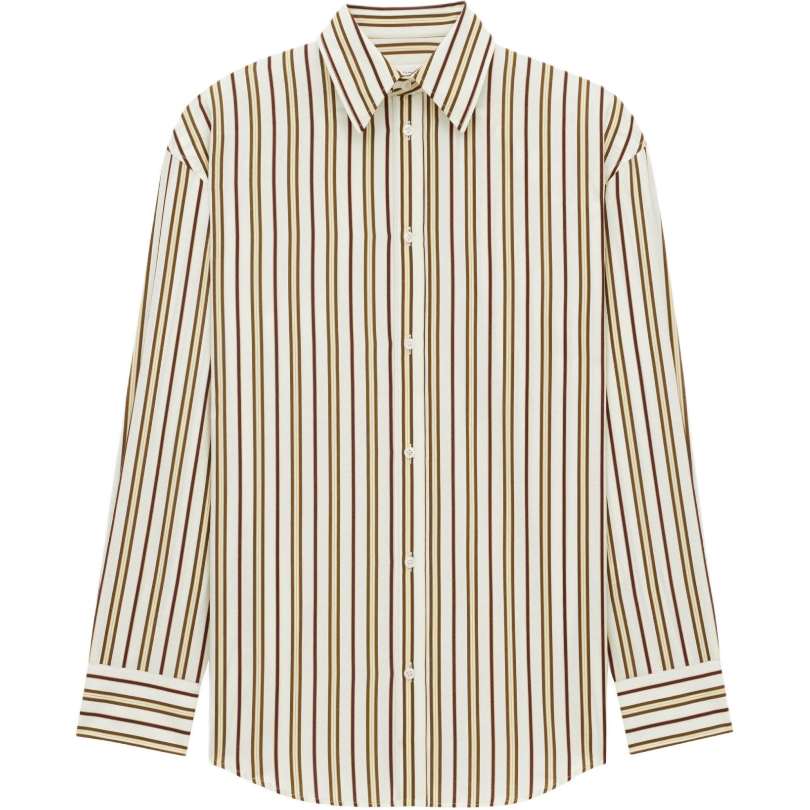 Saint Laurent striped logo embroidery shirt