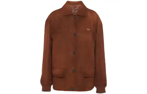 PRADA Jackets Women's Brown Lapel Moderate Other